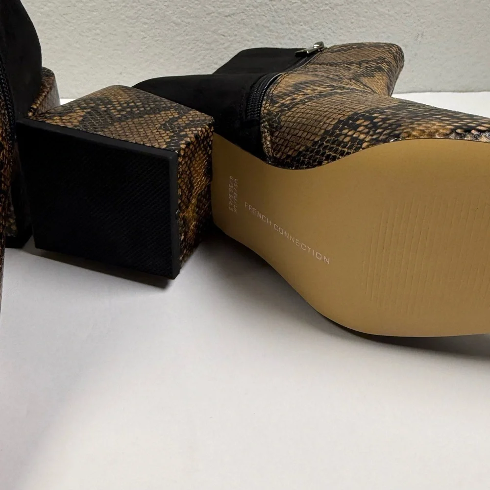 French Connection Two-Toned Brown Snake Print Boots